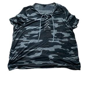 Lucky Brand Camouflage Lace-Up Shirt 2X